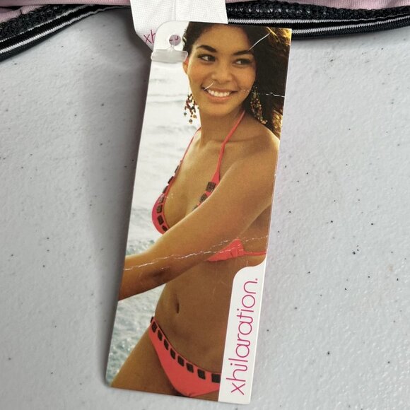 Xhilaration Swim Suit Bottoms Bikini Womens Small Black Pink Striped New - Picture 8 of 8